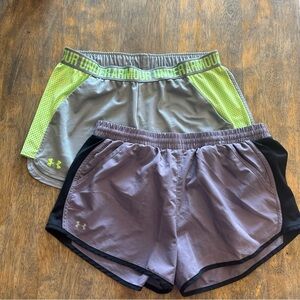 Under Armour Women's Athletic Shorts - Gray and Purple 2 pack Size Large